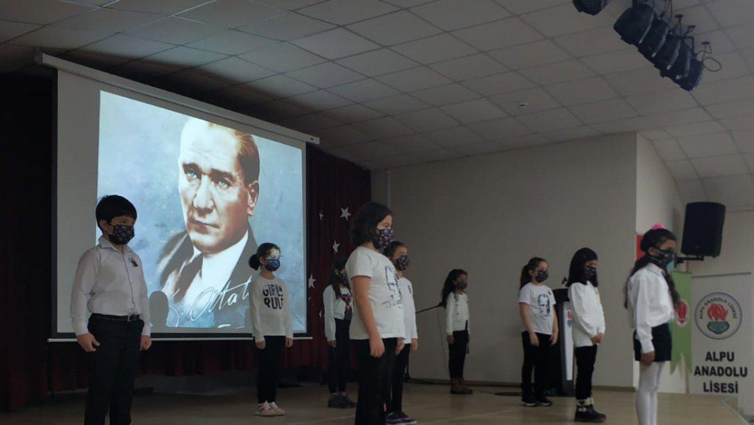 10 Kasım Atatürk'ü Anma Kapsamında Alpu Borsa İstanbul İmam Hatip Lisesi Salonunda Tören Düzenlendi.
